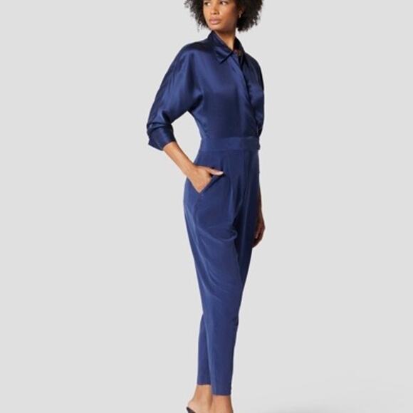 Equipment Femme Jumpsuit Carlens in Medieval Blue 100% Silk Size 10 - Picture 4 of 10